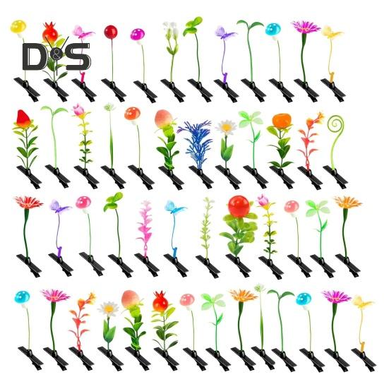 

100 шт., искусственные растения, заколка для волос, цветок, трава, гриб, утконос, зажим для женщин и девочек, заколка для волос, аксессуары для волос, реквизит для фотосессии, Рождественский подарок 1 Set