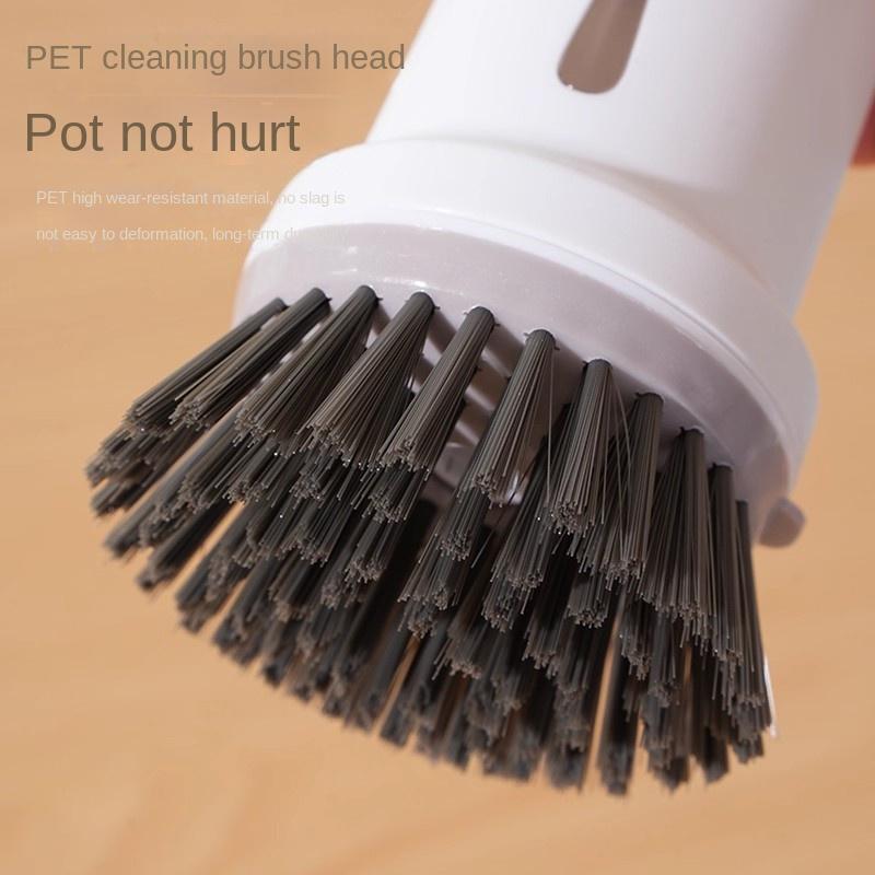 1pc Heavy Duty Press Type Dishwashing Brush with Non Slip Grip , Manual Scrubber for Pots, Pans, Plates , Non Scratch Kitchen, Bathroom Cleaning Brush