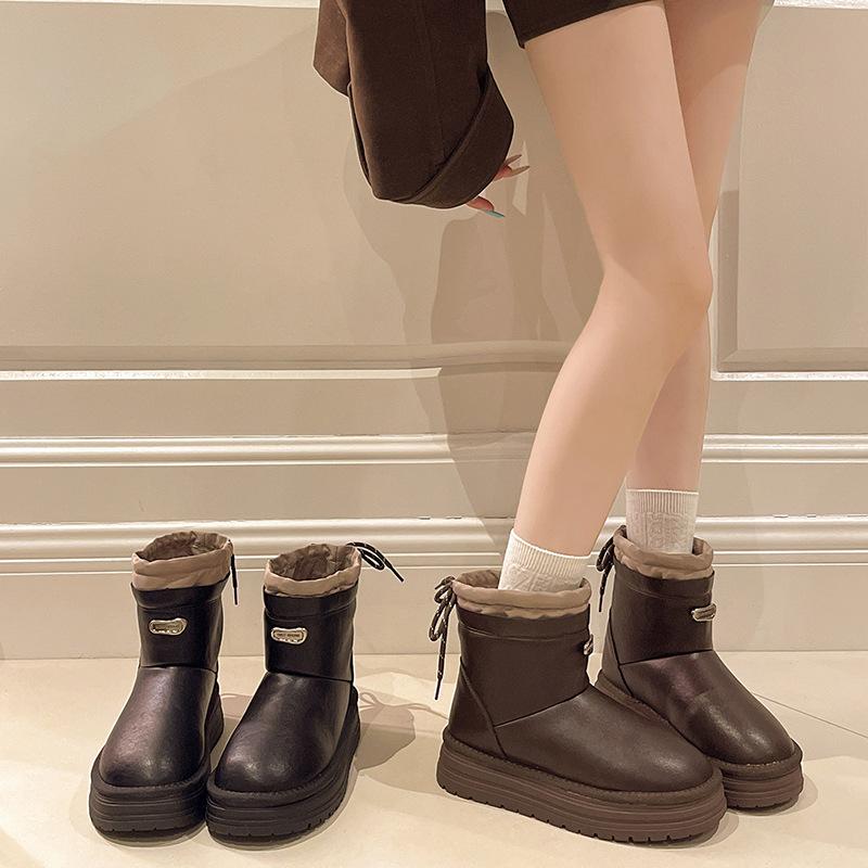 Thick-soled Snow Boots Women's 2025 New Winter Piled Thickened Bread Boots Waterproof and Non-slip Outdoor Warm Cotton Shoes
