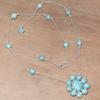 Necklace Amazonite Feceted Gemstone Handmade Antique Silver Jewelry 26''