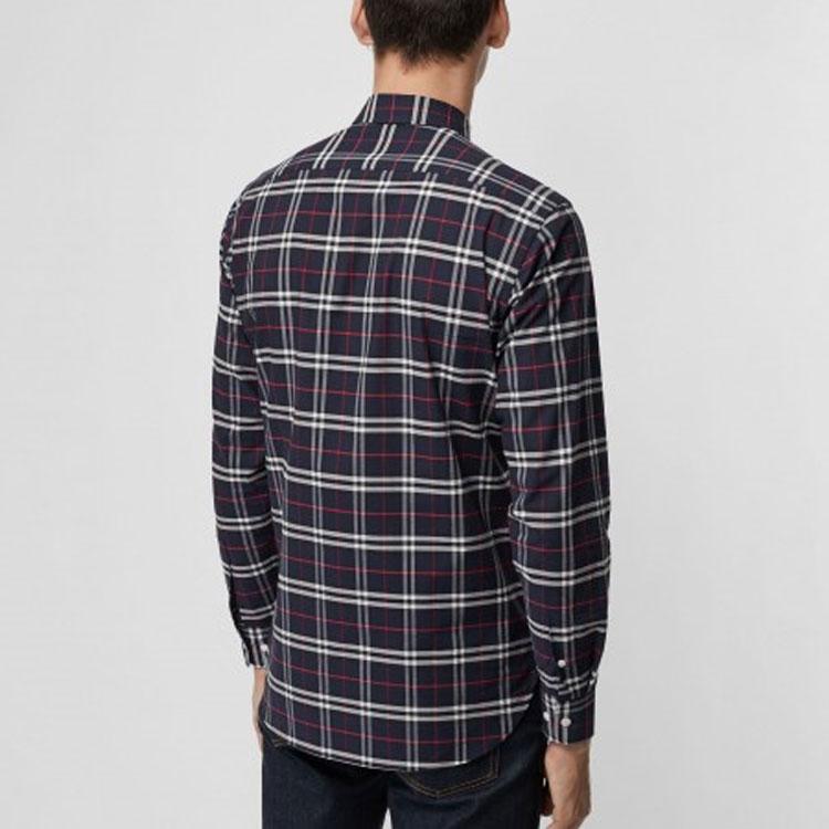 Burberry Shirts Men's Marine Blue Pointed Collar Moderate Other 80048351