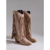 Embroidered Big Yard Pointed Toe High Heel Tassel Boots Women's 2025 Winter New Ethnic Style Thick-heeled Knight Boots