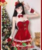 Qecyd Sexy Santa Costume with Reindeer Perfect for Stage New Cultural and One Size Fits Includes a Cute Reindeer Women's Headband, Christmas, Parties,