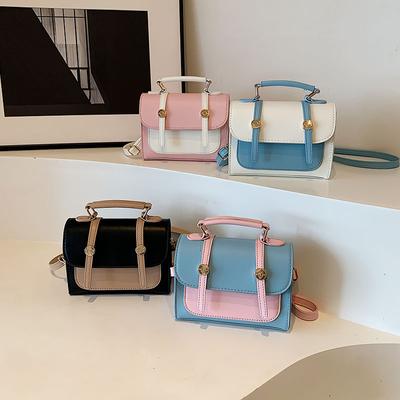 Fashionable Texture Simple New Trendy Casual British Style Commuting One-shoulder Crossbody Contrasting Color Handbag for Women