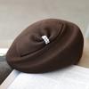 European and American fashion bow pearl pleated styling beret autumn and winter British retro wool forward hat
