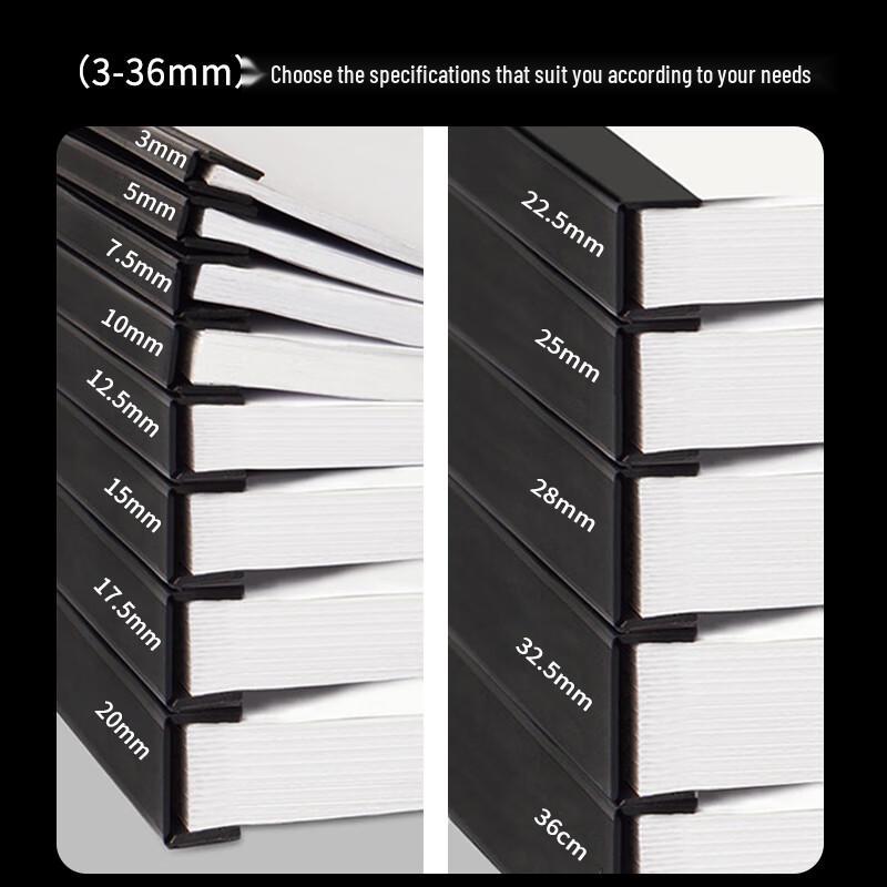 Youbili A4 10-Hole Binding Strips, Black, 100 Pcs/Box