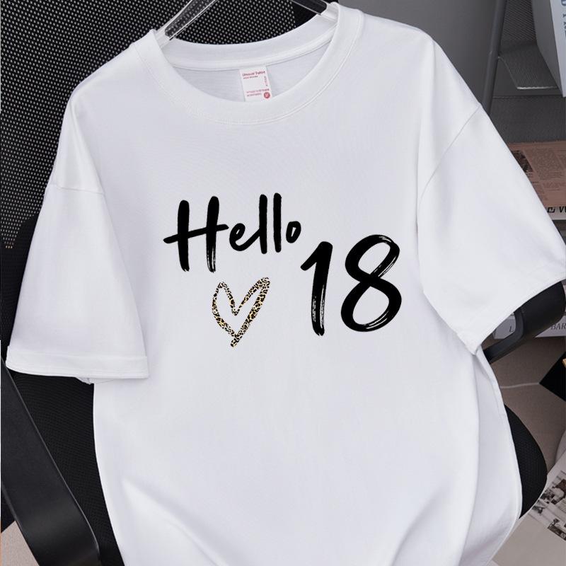 

Womens Hello 40 Birthday Graphic Tshirts Short Sleeve Tee Shirt Clothing Leopard Print Womens TShirts Aesthetic Streetwear 4XL