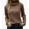 Women S Vintage Solid Color High Neck Long Sleeve Pullover Knit Sweater