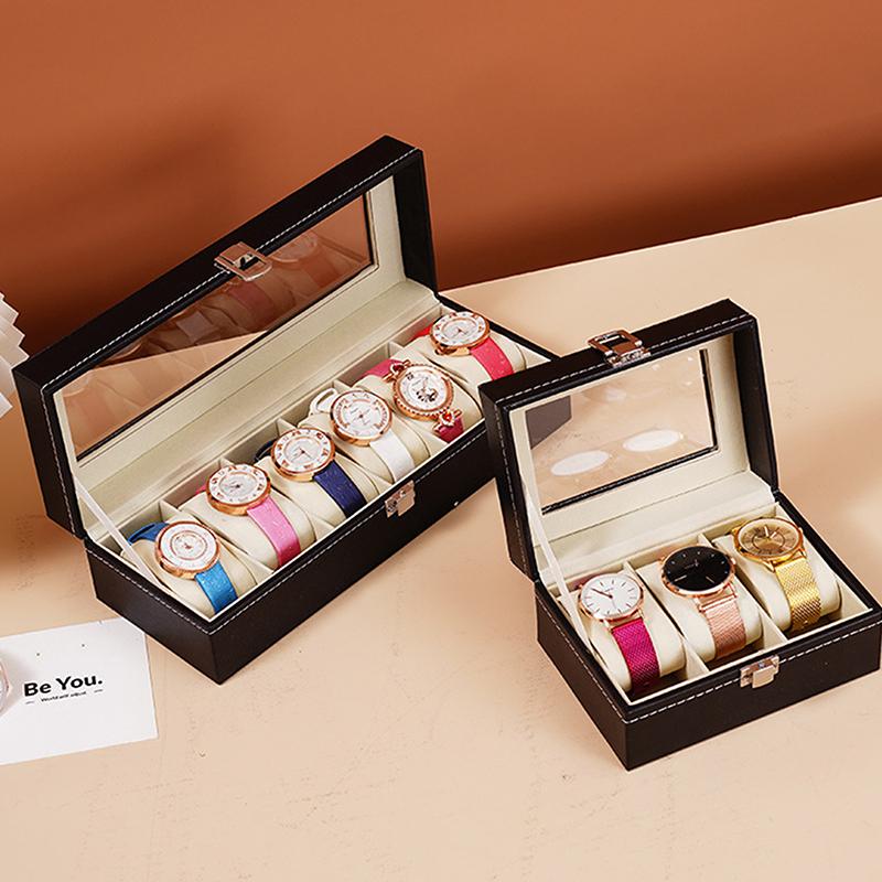 Watch Box Watch Organizer With Lock Removable Pillows Synthetic Leather Storage Case For Men Travel Gifts