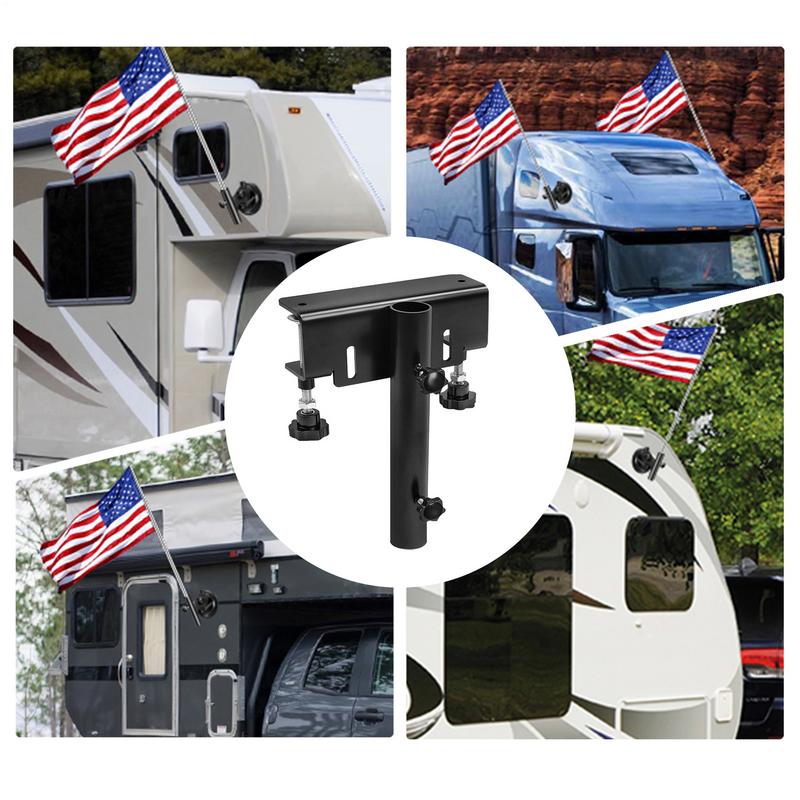 Heavy Duty Steel Truck Flagpole Bracket with Manual Knob Set Screw No Drilling Fits Flagpoles Up To 1.2 Inches In Diameter