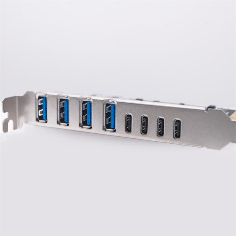 Highly Speed 8Port USB Card PCIE 4X 8X 16X Compatible USB3.2 Hubs With 4 USB+4 Type C Port For Efficient Performances