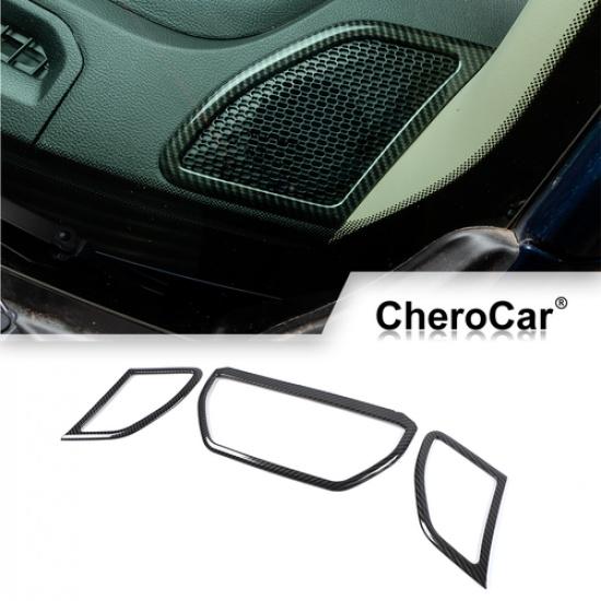 Black Carbon Fiber Console Speaker Trim Cover Frame For Dodge Ram 1500 2018-