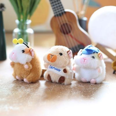 Cartoon Hamster Plush Toy Keychain Cute Stuffed Animal Doll Keyring Car Key Holder Bag Pendant Backpack Hanging Decoration Gifts
