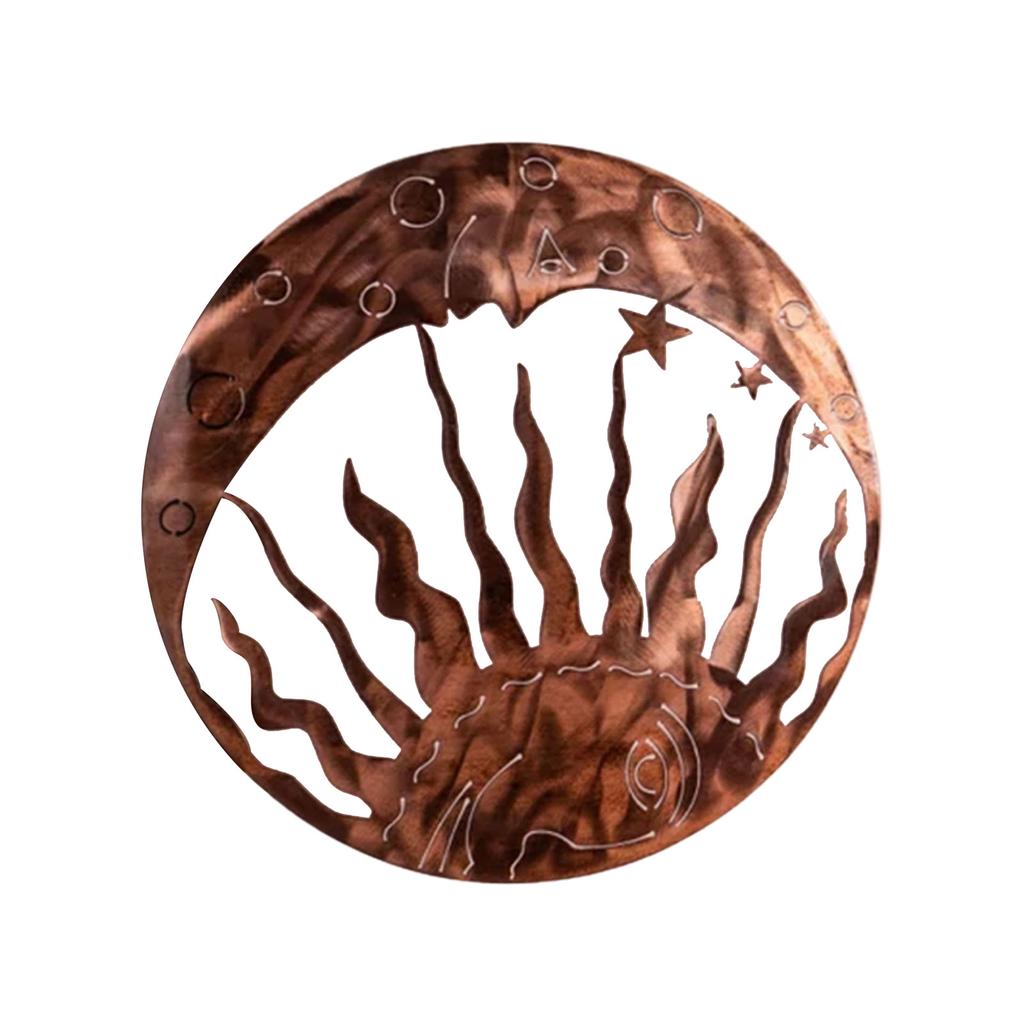 Outdoor Metal Sun and Moon Wall Art Decors 3D Outdoor Stylish Garden Sculpture for Garden Fence Porch Ornaments