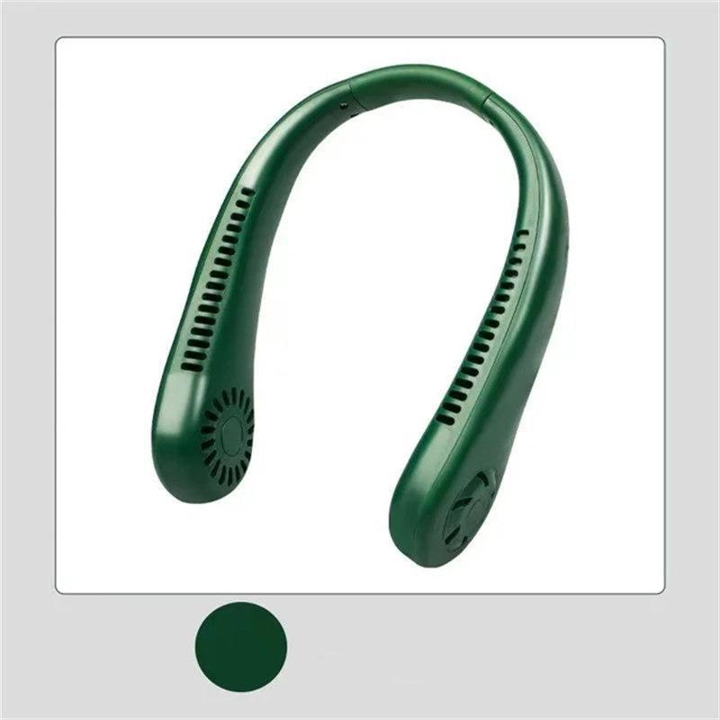 

Новий портативний Mini Neck Bladeless Hanging Neck акумуляторний охолоджувач повітря 3-швидкісний Mini Summer Sports вентилятор зелений