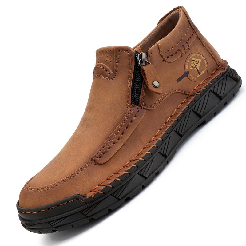 Handmade Split Leather Boots Men Shoes Comfortable Ankle Boots For Men Casual Shoes Large Size Tooling Shoes