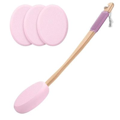Back Bath Sanding Brush Head, Feet,4 Replaceable Pads with 1 Long Handle, Back Lotion Applicator, Suitable for Seniors, Ladies