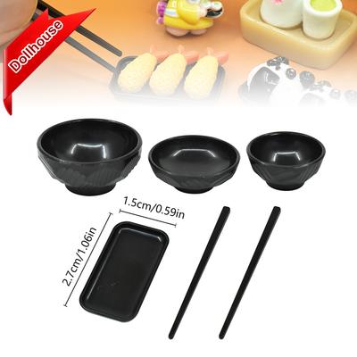 1Set 1:6 Puppenhaus Miniatur Teller Schüssel Stäbchen Tablett Geschirr Küche Modell Dekor Spielzeug Puppenhaus Zubehör