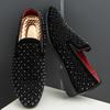 Zapatos Planos para Hombre Negros con Remaches y Pedrería Puntiagudos Zapatos de Diseño Rock Punk Mocasines Calzado Formal para Boda Fiesta