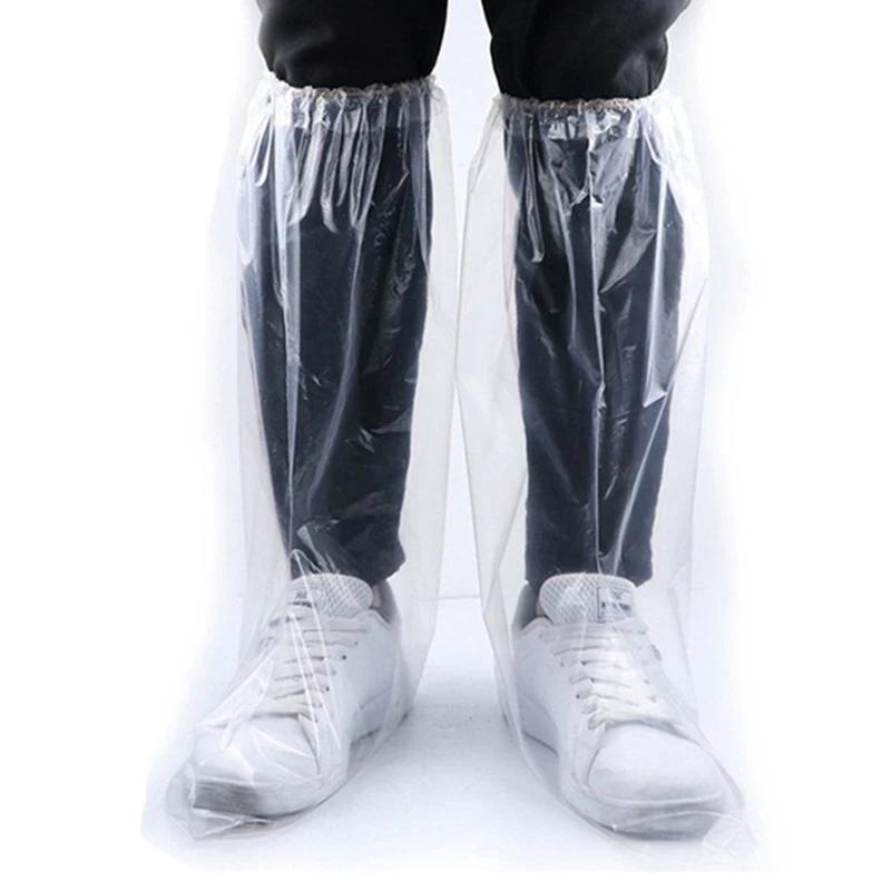 20/30pcs Disposable Waterproof Shoe Covers Lengthened & Thick Plastic Transparent Foot Protectors For Outdoor Hiking & Travel