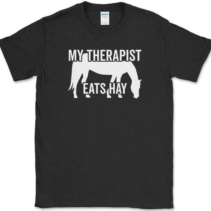 

MY THERAPIST Eats Grass Horse T-Shirt Funny Ridding Farm Homestead Tee XL