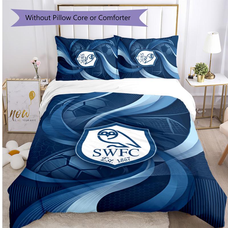 Sheffield Wednesday Football Printed 3 Pieces Bedding Set, Comfortable Skin Friendly Bedroom Duvet Cover Set
