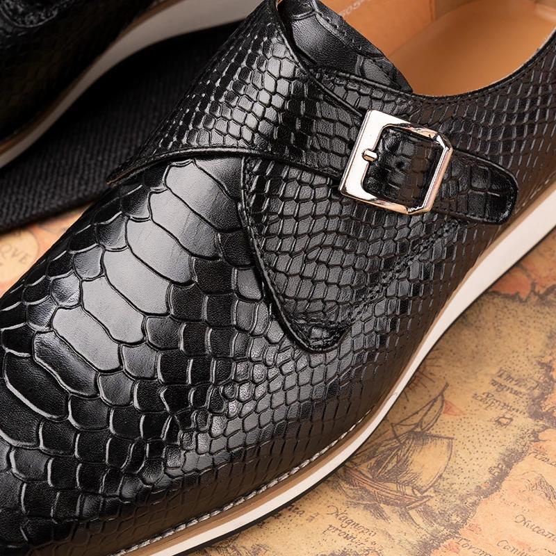 Fashion High Quality Men's Casual Shoes Handmade Genuine Leather Breathable Shoe Men Leather Fashion Buckle Monk Strap Casual Sneakers