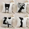 Black White Wonder Girl Cushion Cover Silky Short Plush DoubleSided Printed Pillow Case for Sofa All Seasons Home Decor Gift