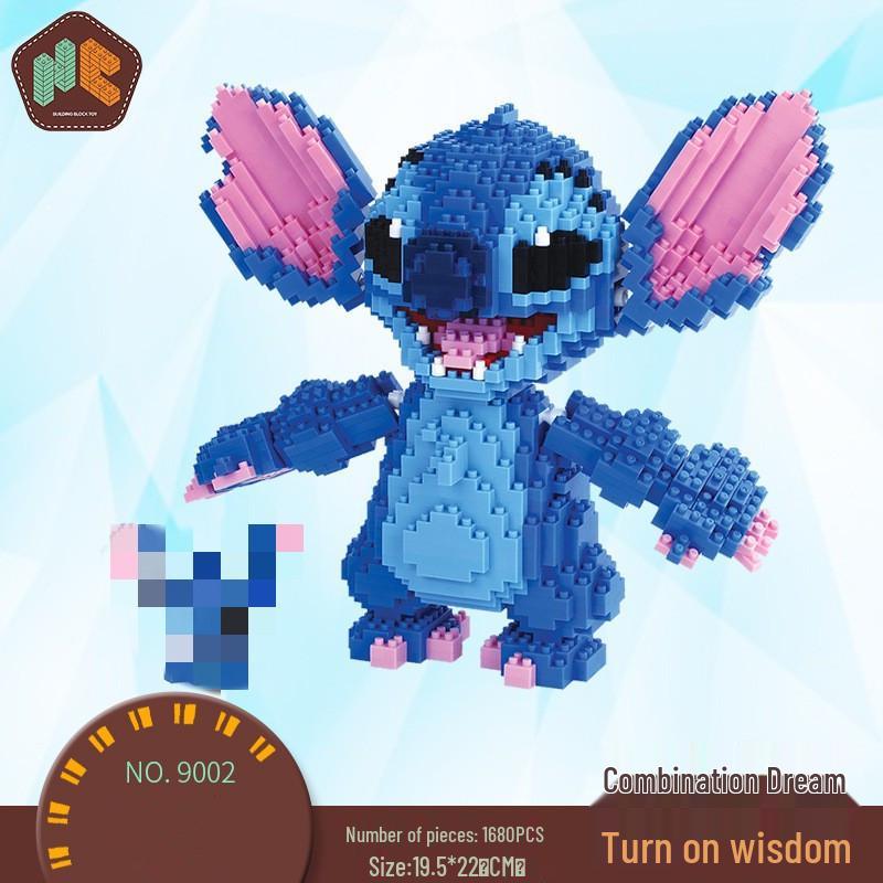 1044 Stitch Guitar Building Blocks - Set of Two Figurines (Large & Small)