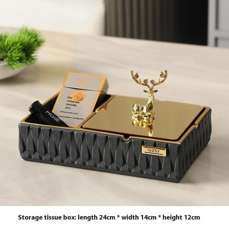 Household simple living room light luxury creative office fly ash ashtray tissue box desktop decoration storage accessories