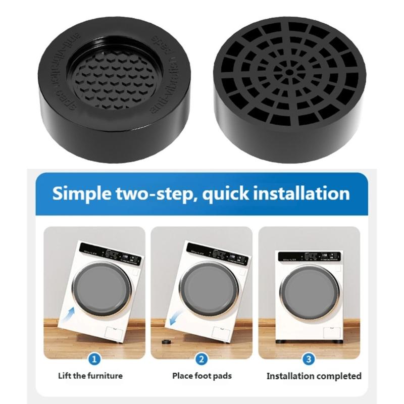 4Pcs Washing Machine Anti Vibration Pad Stabilizers Stand Vibration Pad Washer Vibration Feet Pad Easy Installation
