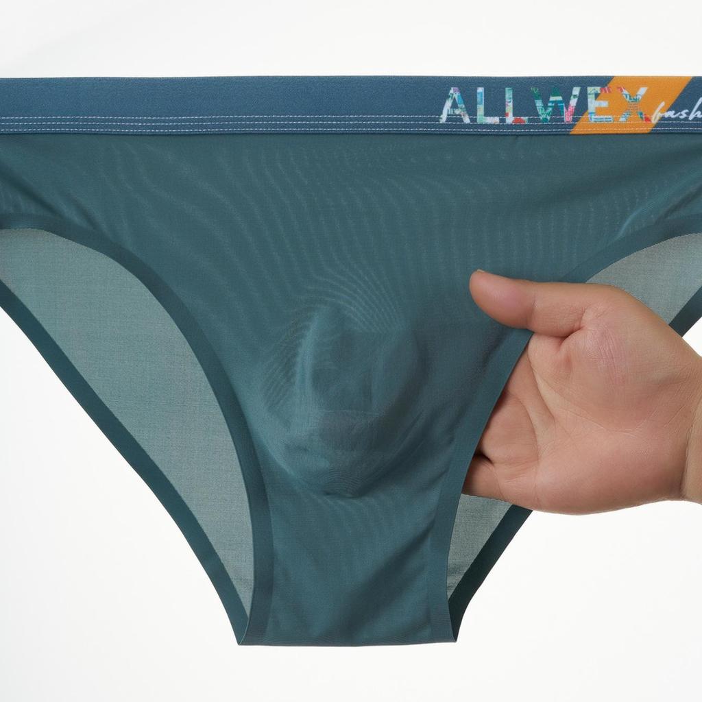 Męska Bielizna Oddychająca z Jedwabiu Lodowego z Kieszonką 3D, Niskim Stanem