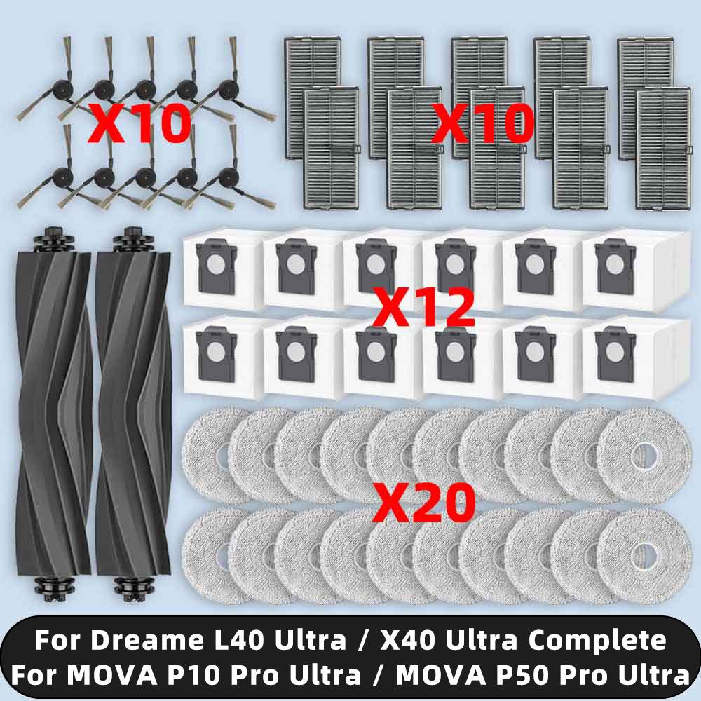 Compatible For Dreame L40 Ultra / X40 Ultra Complete / MOVA P10 Pro Ultra / MOVA P50 Pro Ultra Parts Filter Dust Bag Mop Brush