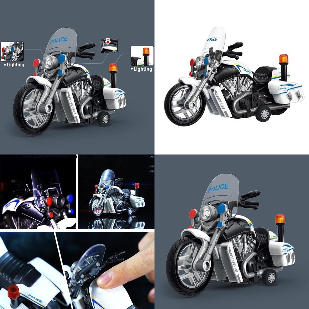 Patrol Car Inertial Motorcycle Police Car Model Toy With Sound And Light For Kids