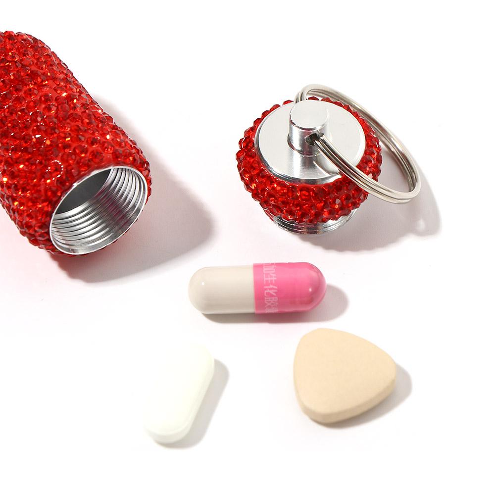 Waterproof Granule Storage Box Capsules Organizer Travel Pill Case Bling Medicine Bottle Key Ring