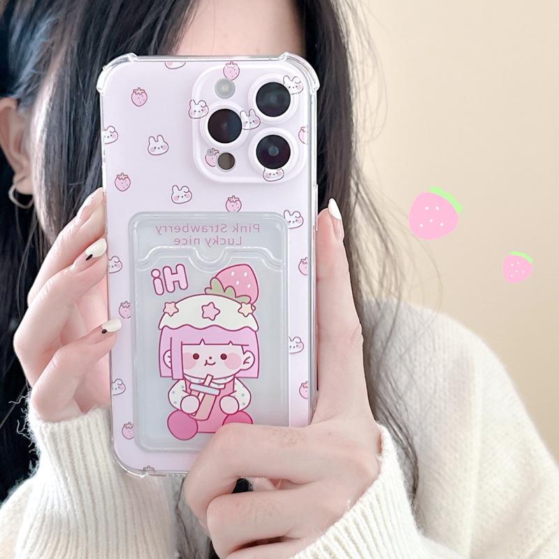 Zhitai Card Holder Case for iPhone 15/16 Pro Max/14/XS/XR/7/8 Plus - Cartoon Design