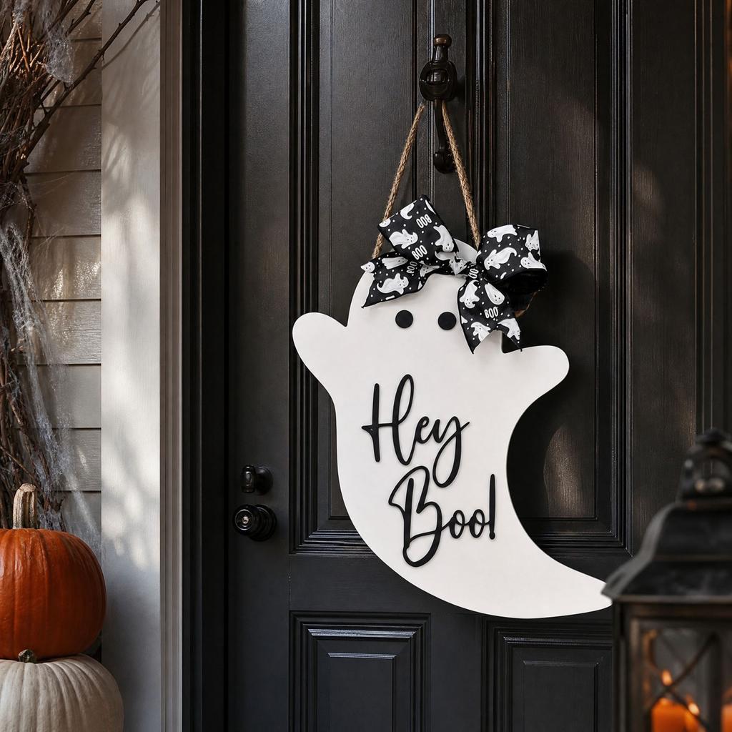 Halloween Wooden Hanging Sign Pumpkin Door Decor with, Funny Home Ornament