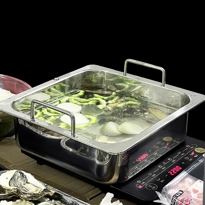 Extra thick stainless steel square hot pot Stewed Mandarin Duck with Ears Hotpot for induction cooker Mother and son pot hotpot