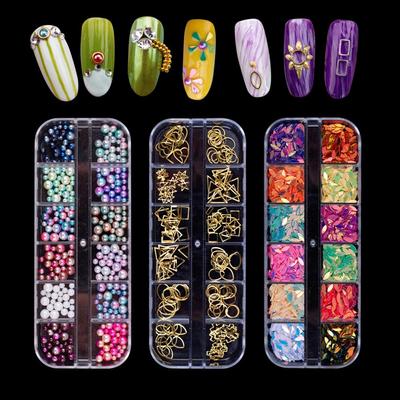 Paletka kamínků na nehty DIY Flitry na nehty Korálky mořské panny Nail Art Dekorace Mušle tipy
