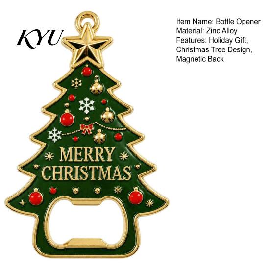 Beer Bottle Opener Christmas Tree Opener, Magnetic Refrigerator Magnet, Heavy Duty Fridge Decor Metal for Kitchen, Holiday Party Favors