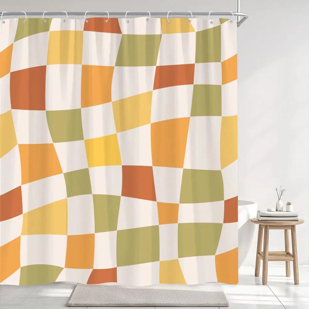Abstract Geometric Lines Shower Curtain Simple Modern Style Striped Printed Polyester Fabric Shower Curtains Bathroom Decoration