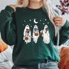 Vintage Halloween Ghost Sweatshirt Floral Retro Spooky Pumpkin Sweatshirts Women Long Sleeve Pullover Womens Halloween Hoodies