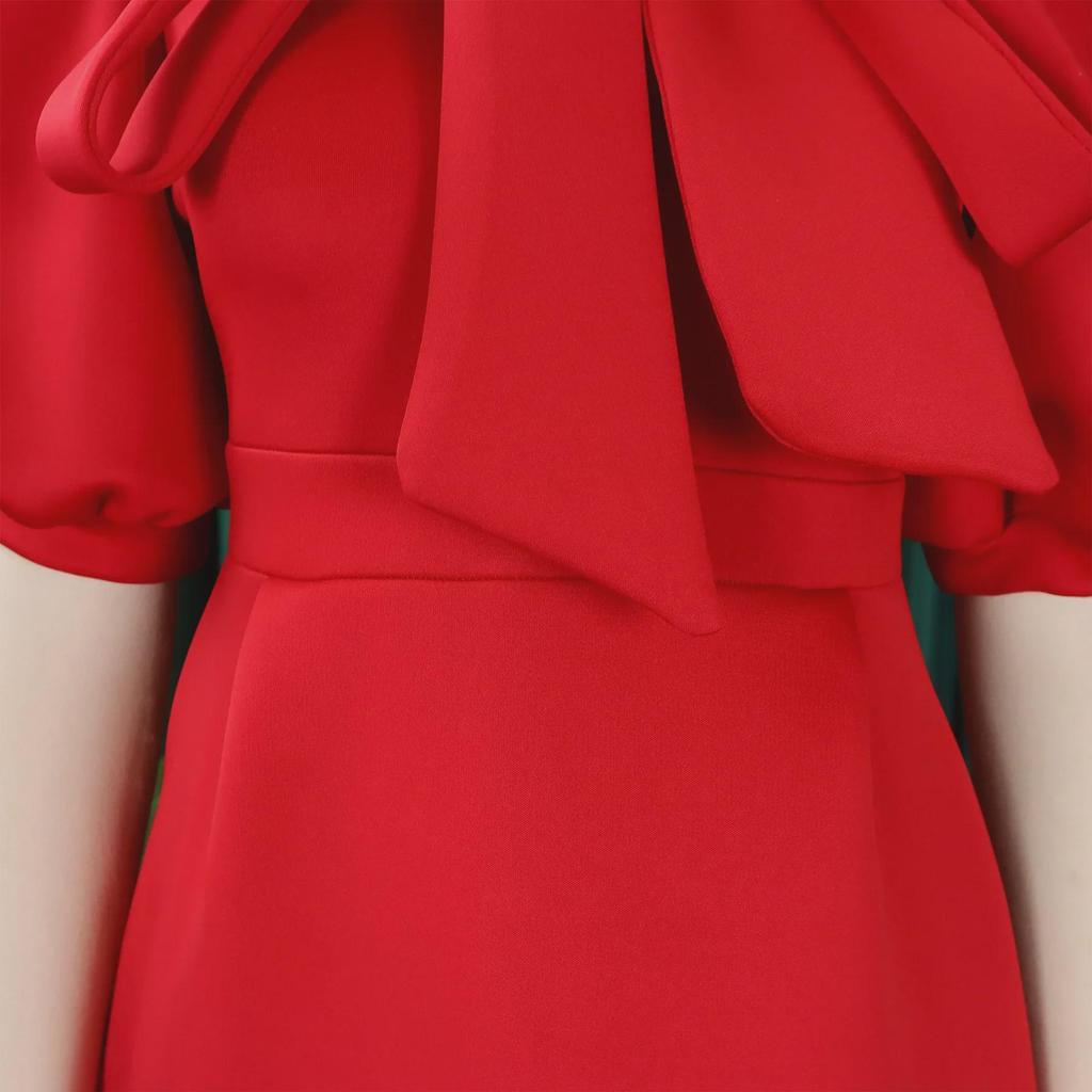 2024 Summer European & American Short-Sleeve Tie-Bow Puffy Banquet Dress