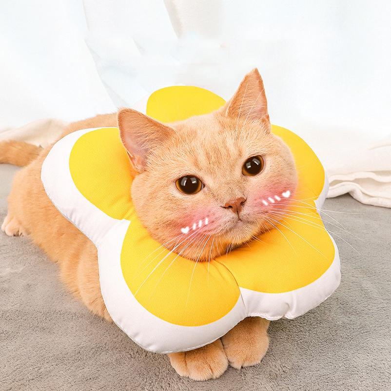Cat Head Cover Elizabethan Collar Grooming Bath Anti-licking Anti-scratch Sterilization Collar Cat Sun Flower Collar