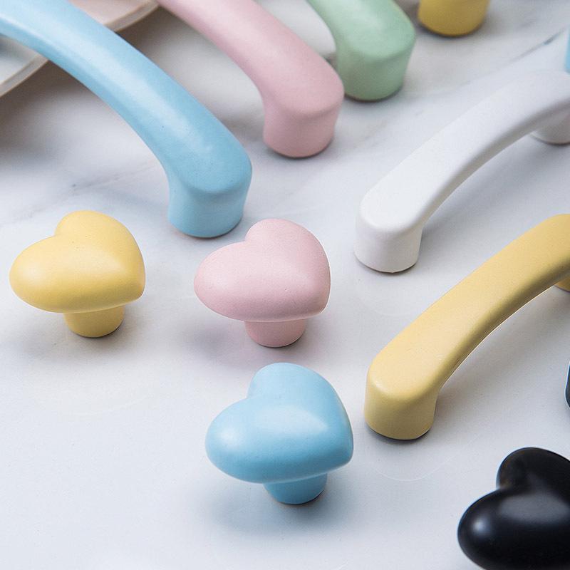 Spot Love Ceramic Children's Wardrobe Handle - Cartoon Cabinet & Drawer Adhesive Hook