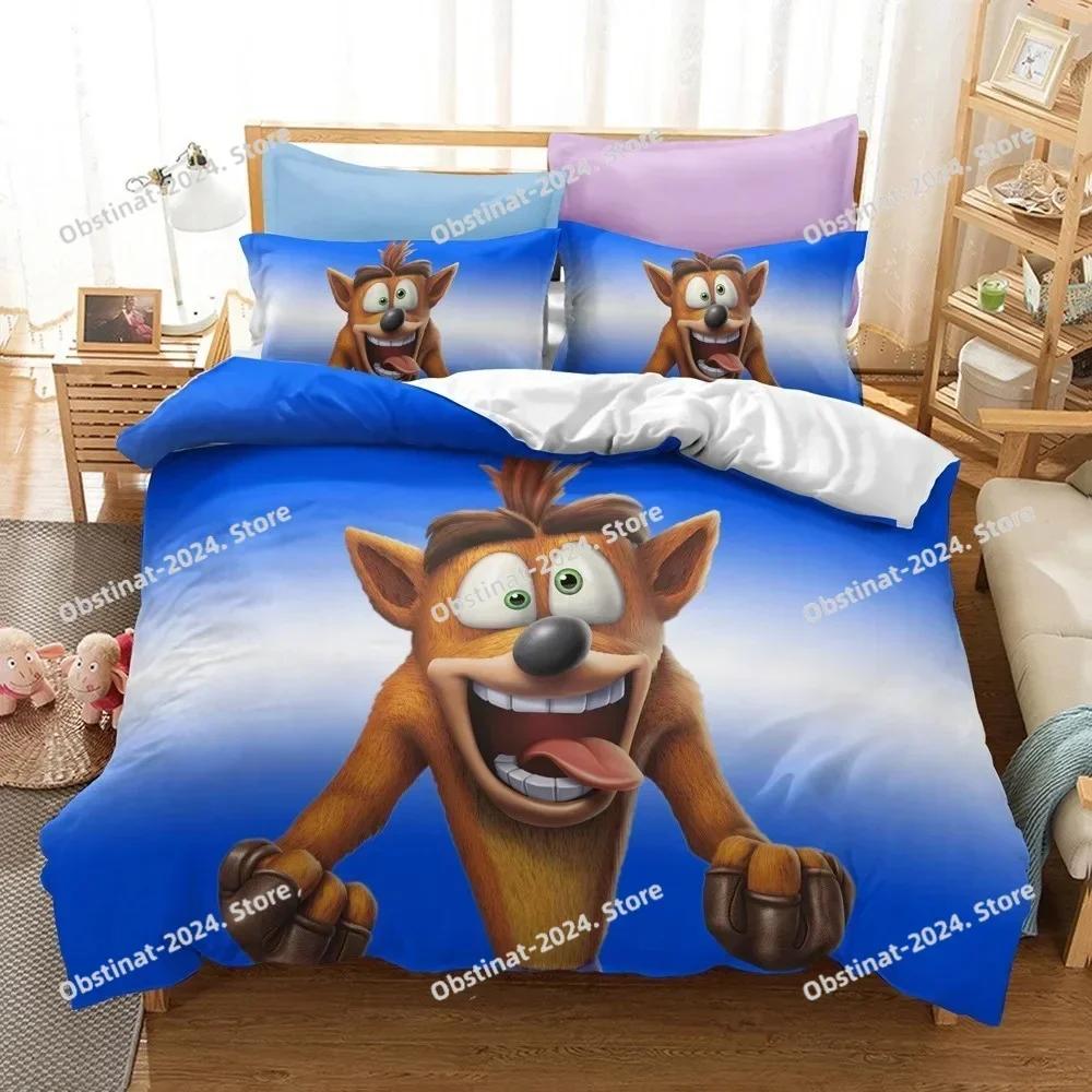 3D Classic Game Crash Bandicoot Bedding Set Printed single Comforter Quilt Duvet Cover Pillow Case 3 Pieces Sets Kids Adult Size
