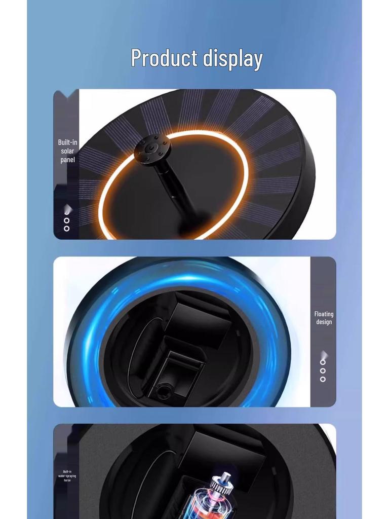 Solarbetriebener Automatischer Springbrunnen-Umwälzer & Belüfter für Innenhöfe, Steingärten, Teiche und kleine Wasserspiele