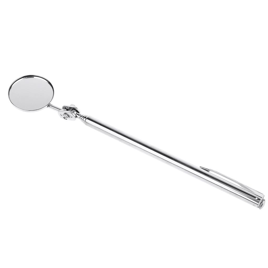 Telescoping Inspection Mirror Round Mirror Stainless Steel Inspection Tool with Long Handle Suitable for Auto Car