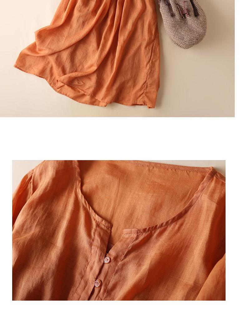 2024 Spring/Summer Women's Ethnic Embroidered Nine-Sleeve Cotton Midi Dress with Round Neck