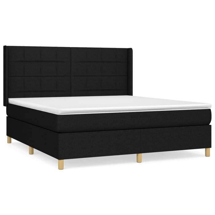 3132011 vidaXL Divan-lit Tapissier Avec Matelas Noir 180x200 Cm Tissu